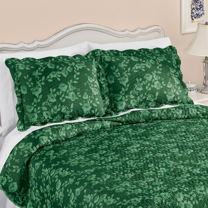 Unique Rose Design Scalloped Edge Pillow Sham