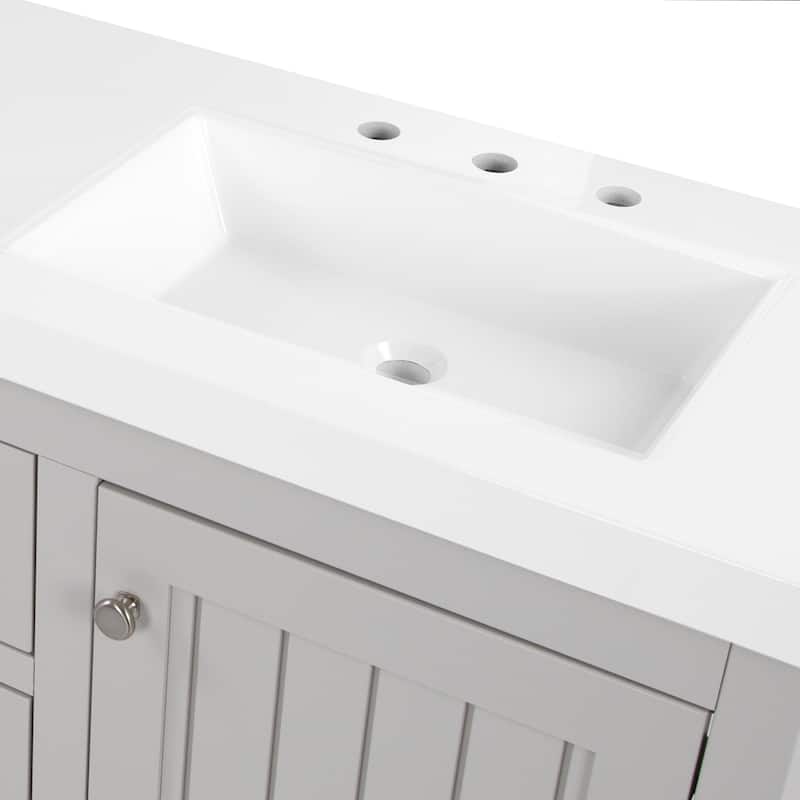 Chamiree 60" Double-Sink Vanity With 2 Cabinets, 3 Drawers, and White Sink Top