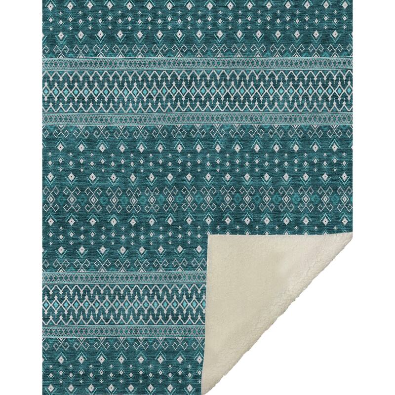 Premium Machine Washable Boho Moroccan Sherpa Throw Blanket
