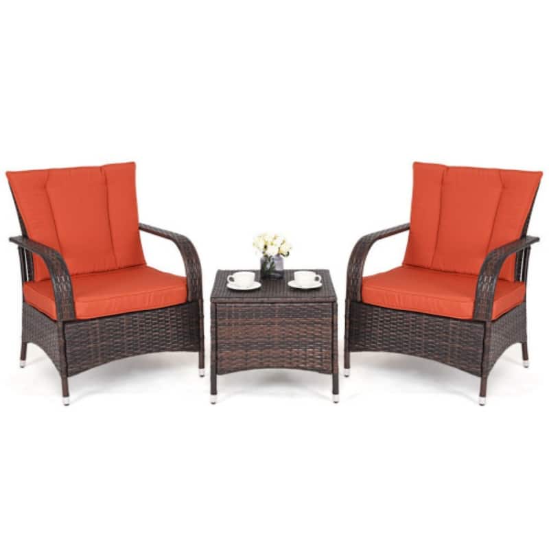 3PCS Outdoor Patio Rattan Wicker Furniture Set