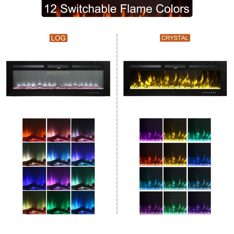 Clihome 72'' Inserted & Wall-Mounted Electric Fireplace