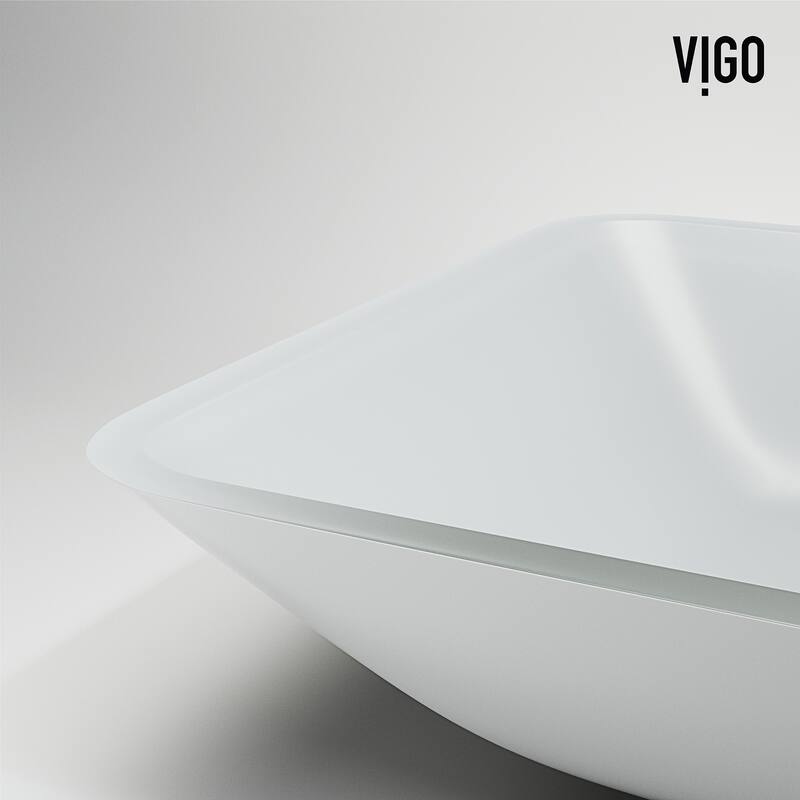 Vigo VGT2071 Sottile 18" Rectangular Glass Vessel Bathroom Sink with - Matte Brushed Gold