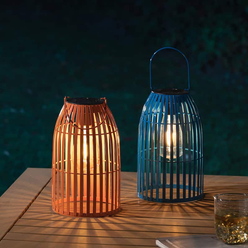 Glitzhome 9.75"H Metal Woven Solar Powered Outdoor Hanging Lantern