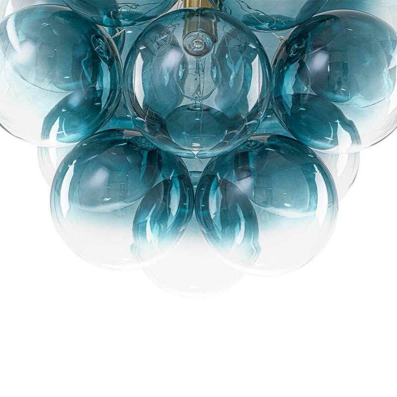 Glam Single-light Dining Room Glass Globe Bubble Chandelier - 17.7 in
