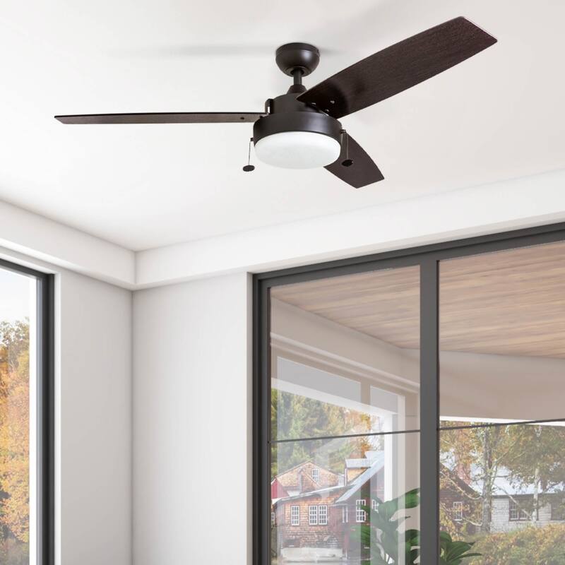 52" Copper Grove Andreas Espresso LED Ceiling Fan with 3 Barnwood Blades - 52-inch - 52-inch - Espresso - Hardwired