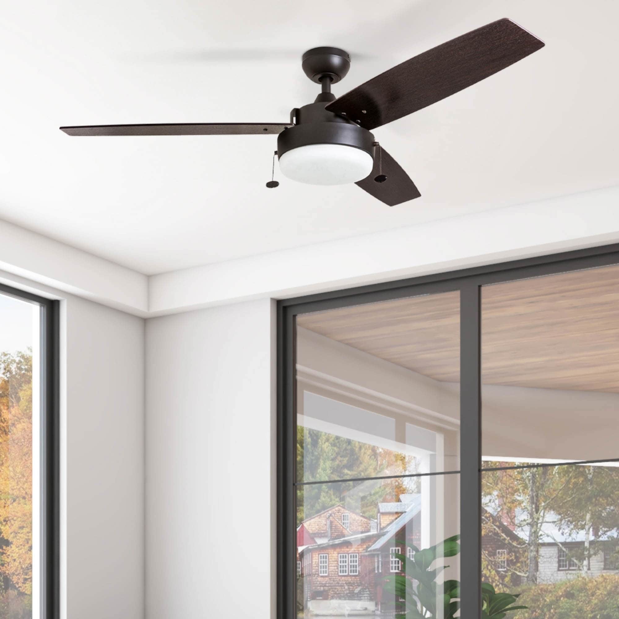 52" Copper Grove Andreas Espresso LED Ceiling Fan with 3 Barnwood Blades - 52-inch