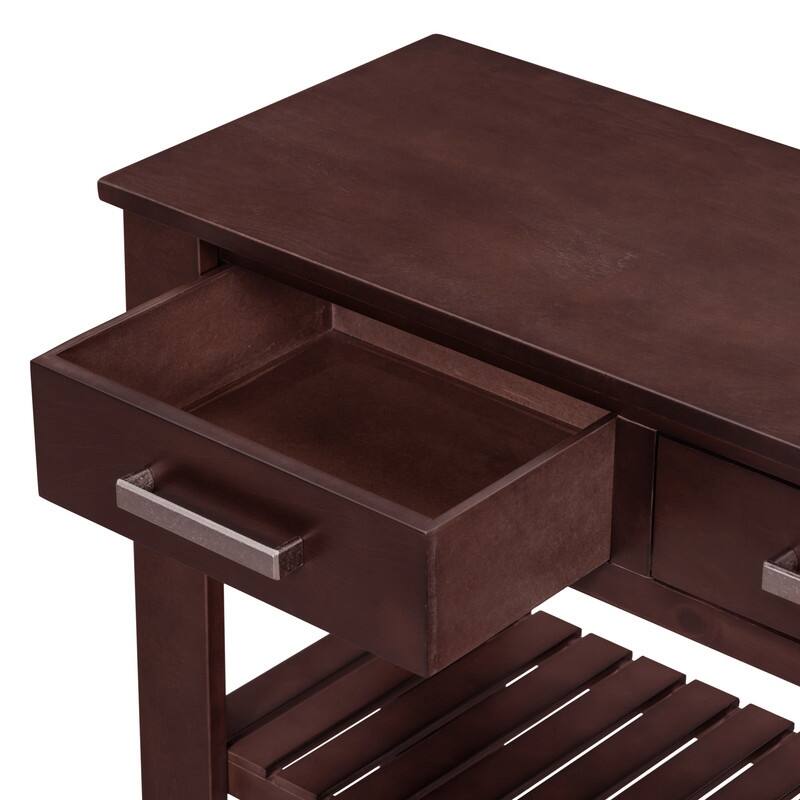 Stylish Entryway Console Table with 4 Drawers and 2 Shelves, Suitable for Entryways, Living Rooms