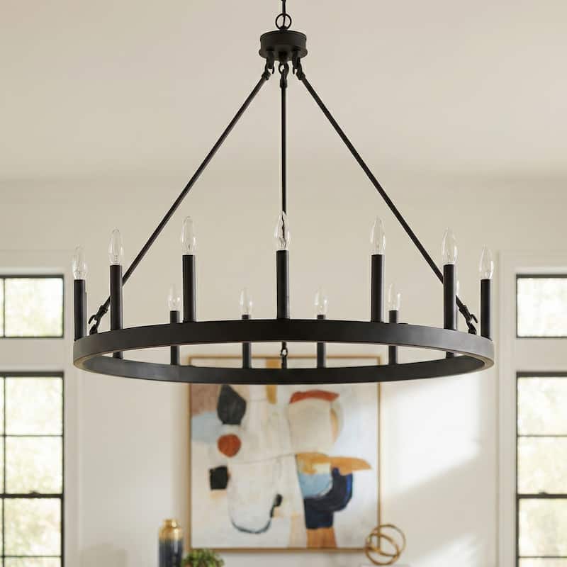 Acroma 15-light Modern Farmhouse Round Wagon Wheel Chandelier