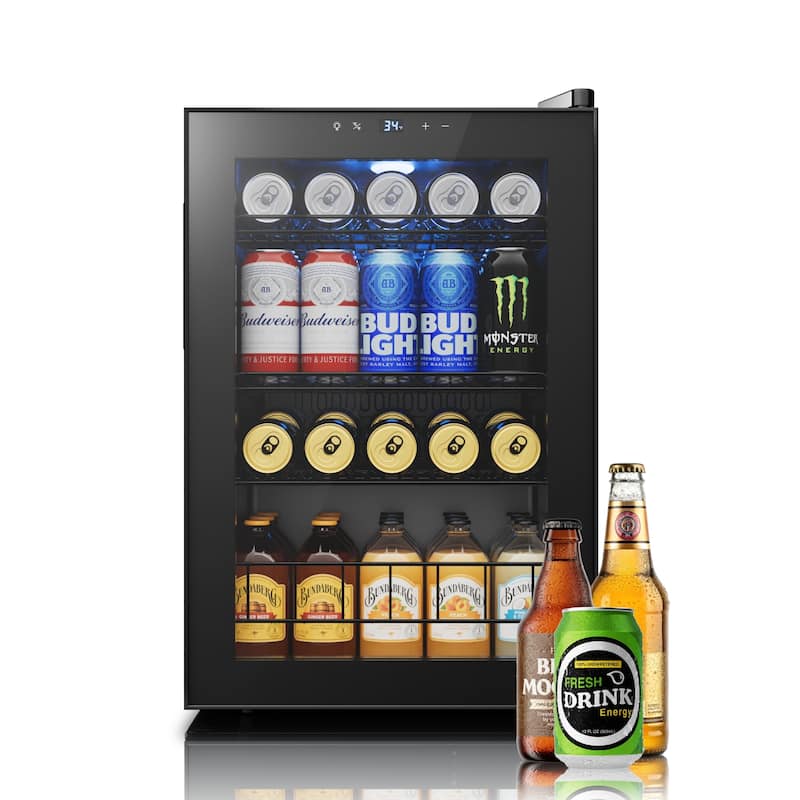 77 cans Beverage Refrigerator, Mini Fridge with Adjustable Shelves