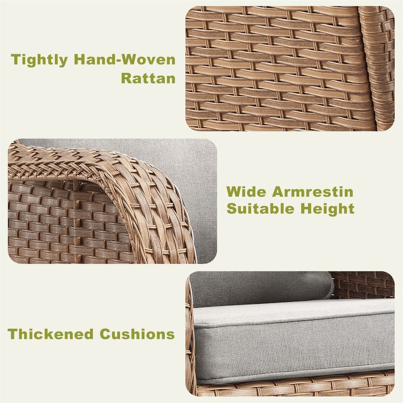 Gymojoy 4-Piece Outdoor Patio Sofa Chair with Coffee Table