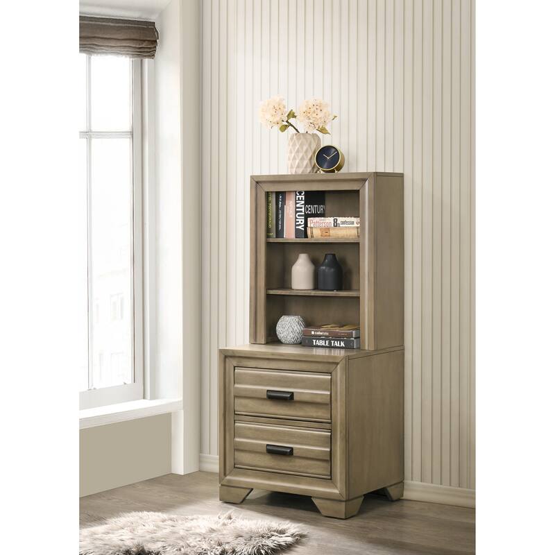 Roundhill Furniture Loiret Rubbed Gray Oak Finish Wood Storage Platform WallBed