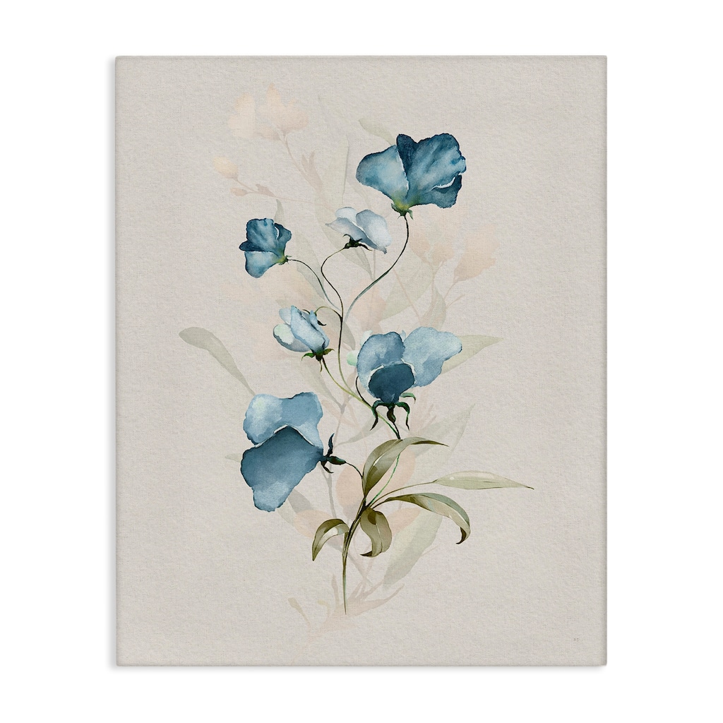 Stupell Blue Herb & Blossom Canvas Wall Art Design By Susan Jill