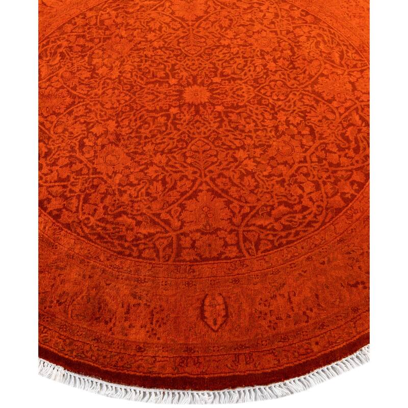 Overdyed One-of-a-Kind Hand-Knotted Area Rug - Orange - 5' 0" x 5' 0"