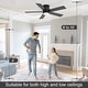 preview thumbnail 16 of 36, 42"/52" Modern Black Flush Mount Ceiling Fan with LED Light and Remote