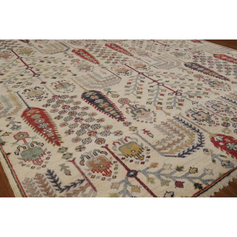 Hand Knotted Oriental 100% Wool Carpet Traditional All-Over Beige & Ivories Ziegler Area Rug - 6' 7'' X 5' 0''