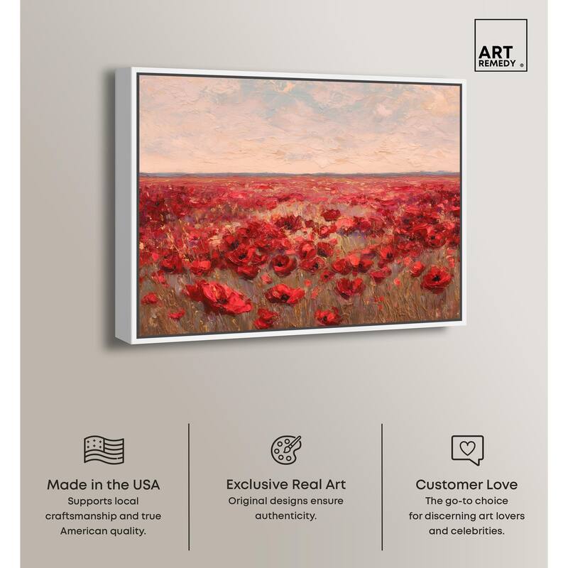Sea of Red Poppies I Canvas by Art Remedy