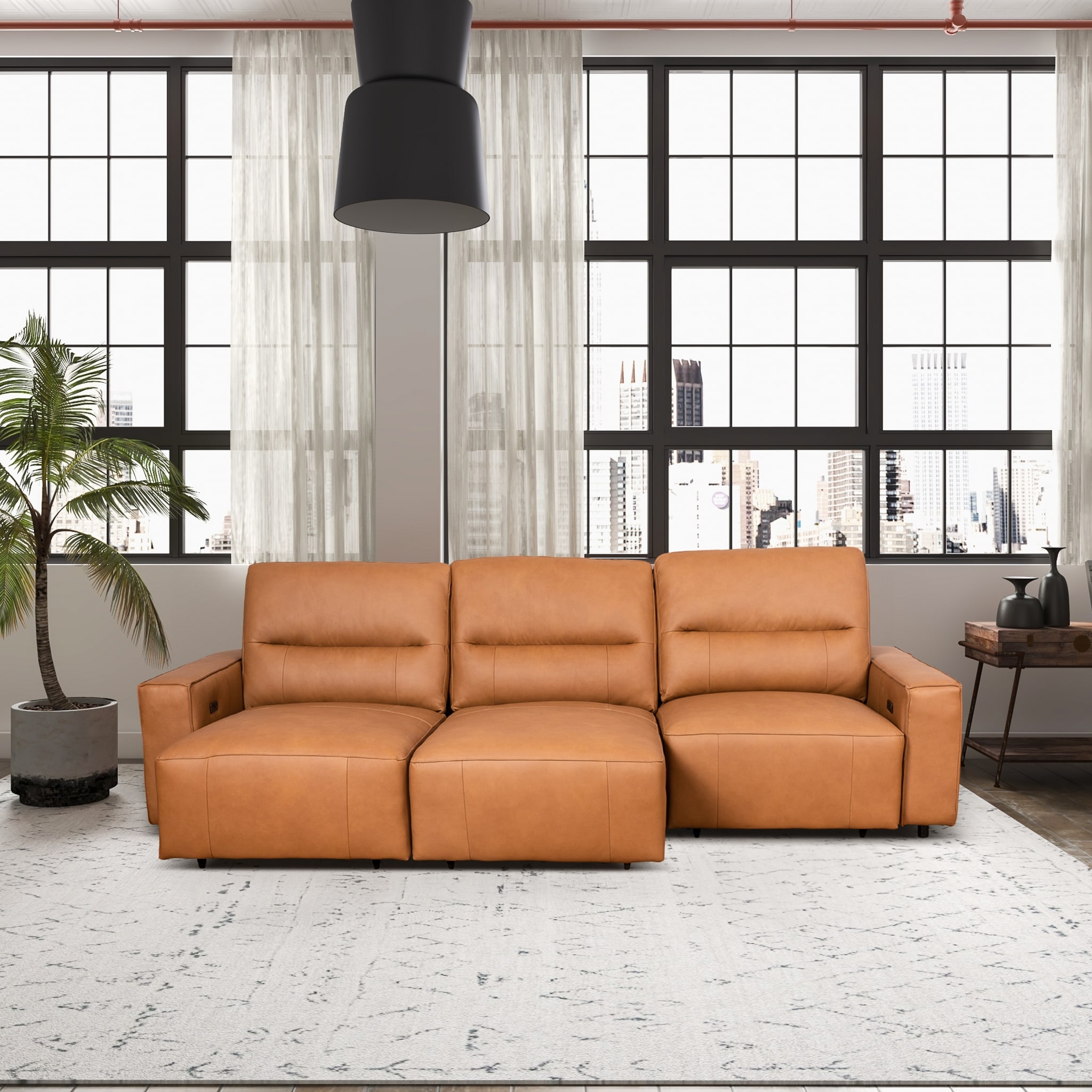 Cressida Triple Power Multi-Functional Genuine Leather Sofa - On