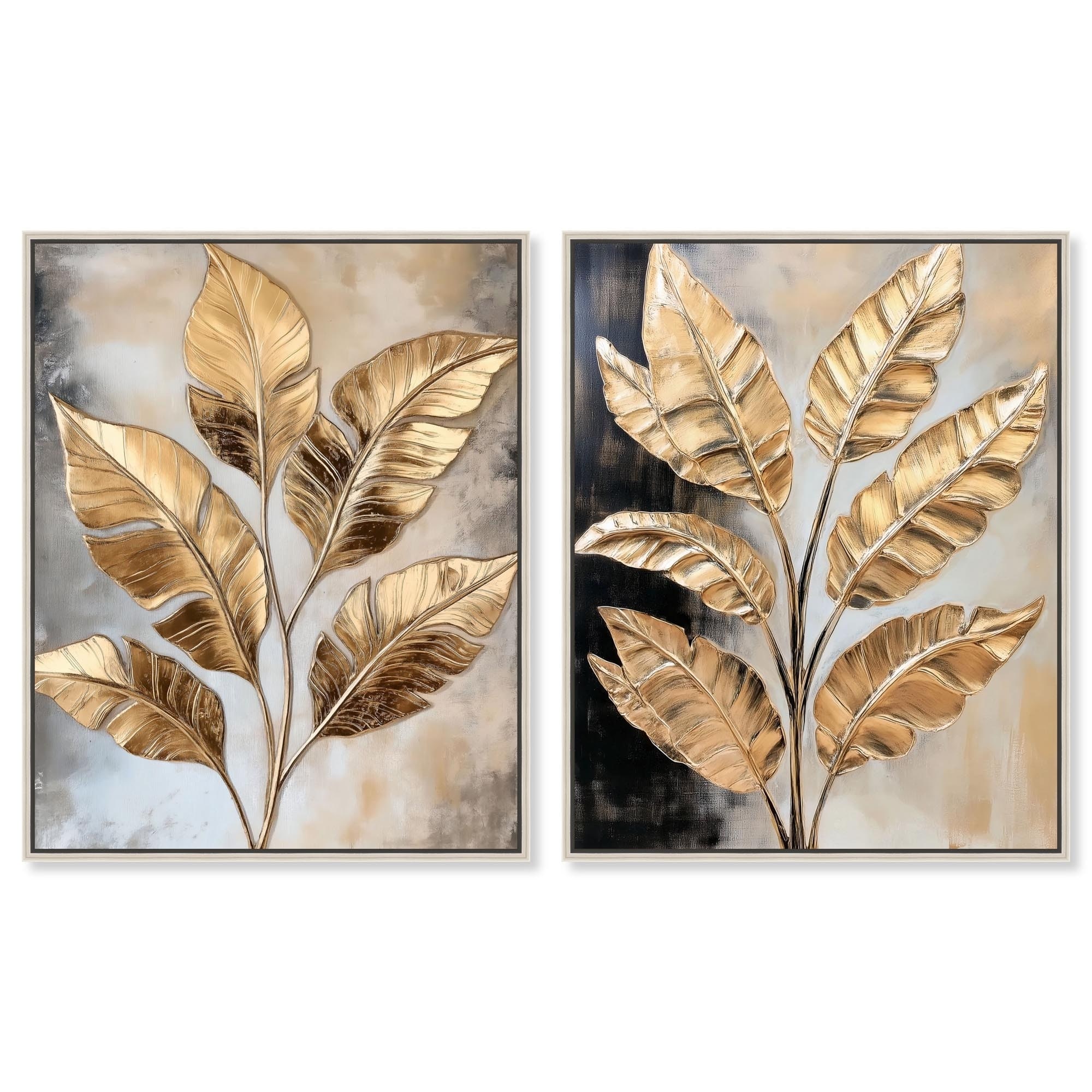 Golden Glam Luxe Boho Wall Decor Set of 2 Canvas Print by Art Remedy