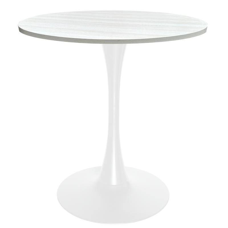 Bristol 27" Round Dining Table with MDF TableTop & White Pedestal Base for Kitchen & Dining Room