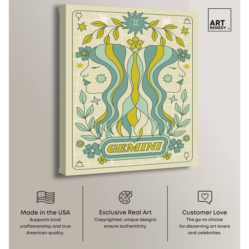 Gemini Stars Card Canvas by Art Remedy, Gallery Wrapped