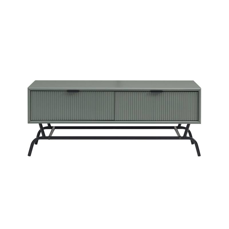 DH BASIC 2-Piece Modern Coffee Table and End Table Set with 3D Wave Accented Drawers by Denhour