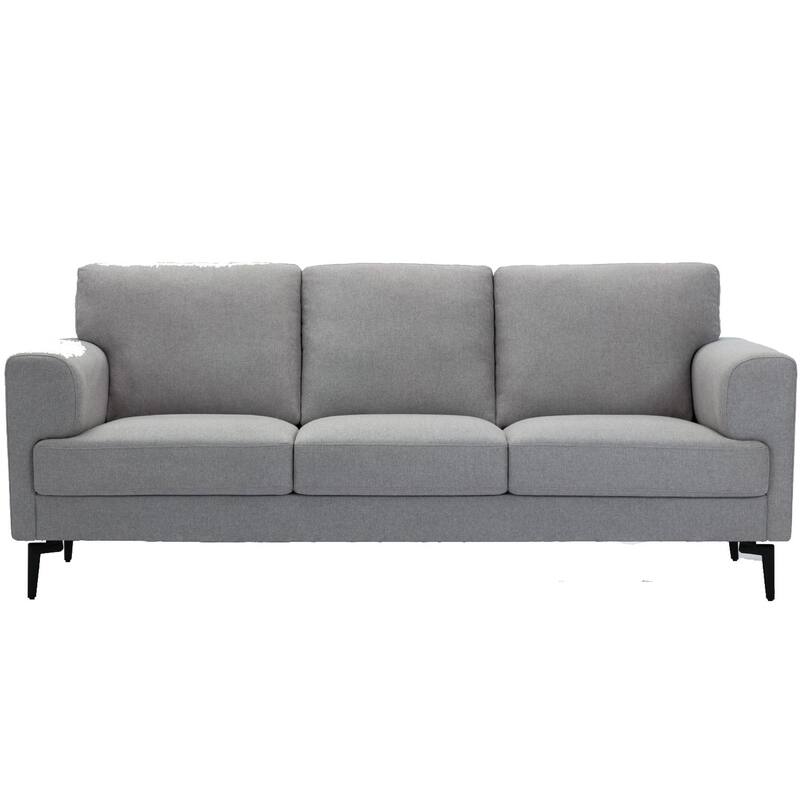 Sofa with Fabric Upholstery and Sleek Metal Legs, Gray