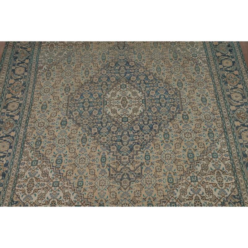 Geometric Tabriz Persian Area Rug Handmade Oriental Pink Wool Carpet - 8'4"x 11'5"