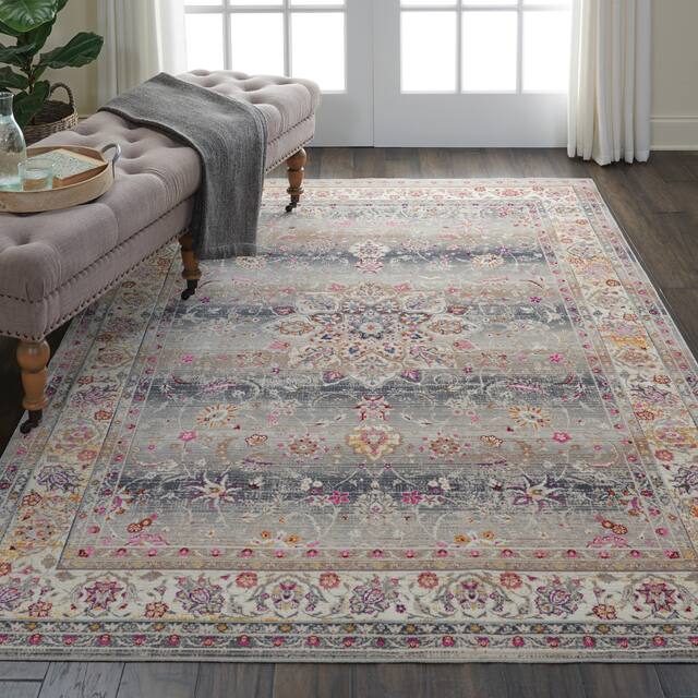 Nourison Vintage Kashan Traditional Area Rug - 4' x 6' - Grey