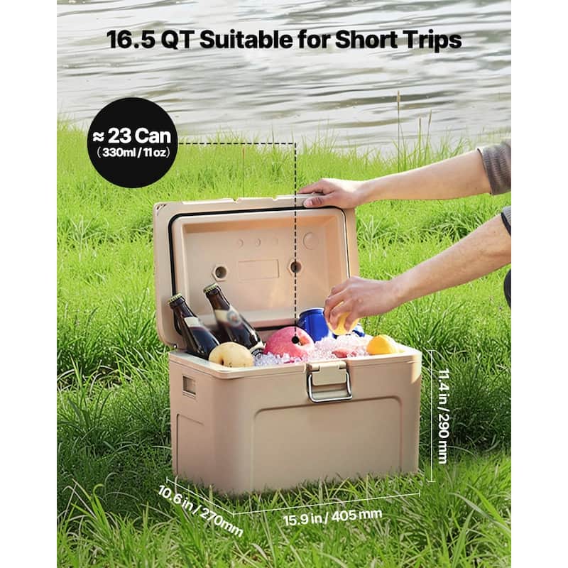 Portable Cooler 16.5 QT with Cup Holder 23 Can Capacity for Outdoors - 15.9 x 10.6 x 11.4 in