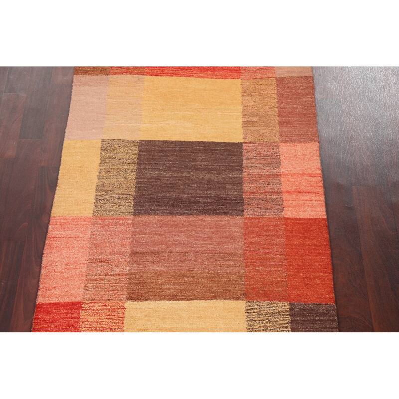 Geometric Gabbeh Kashkoli Oriental Area Rug Wool Hand-knotted Carpet - 3'1" x 5'4"