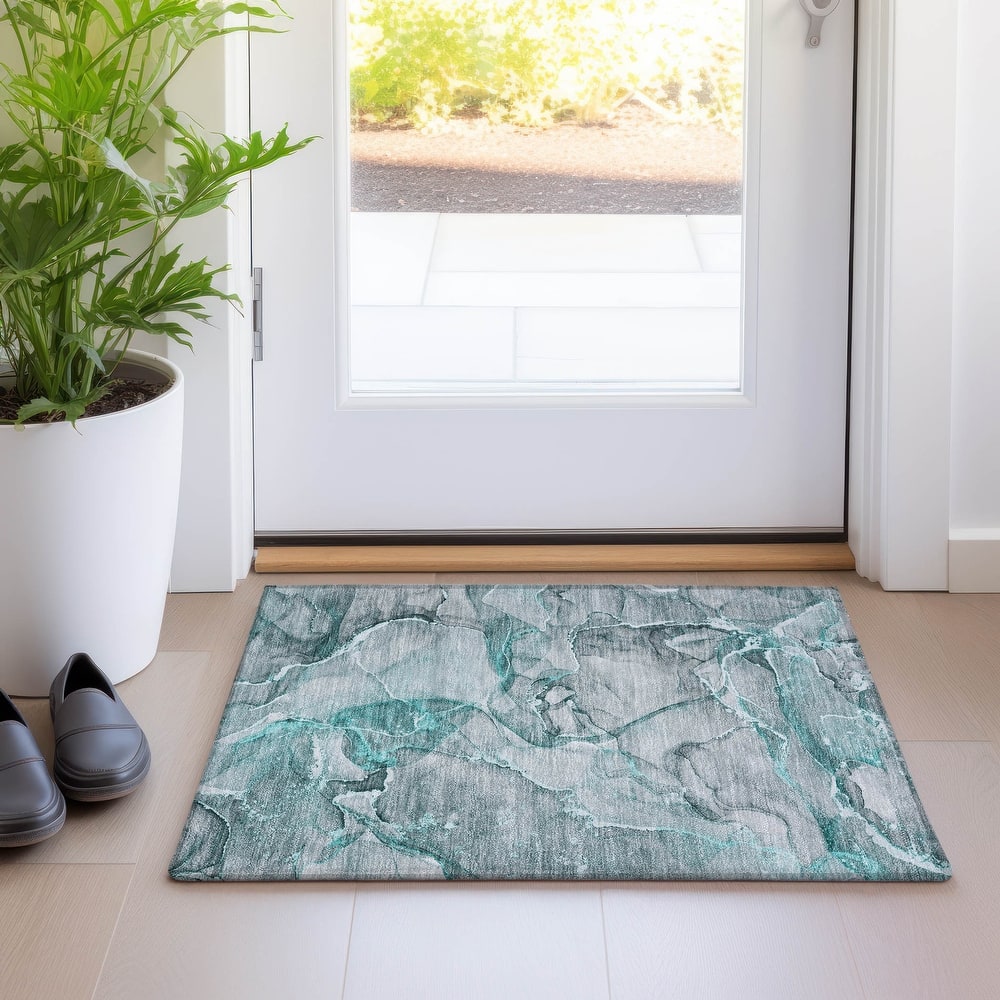 Machine Washable Indoor/ Outdoor Abstract Chantille Rug