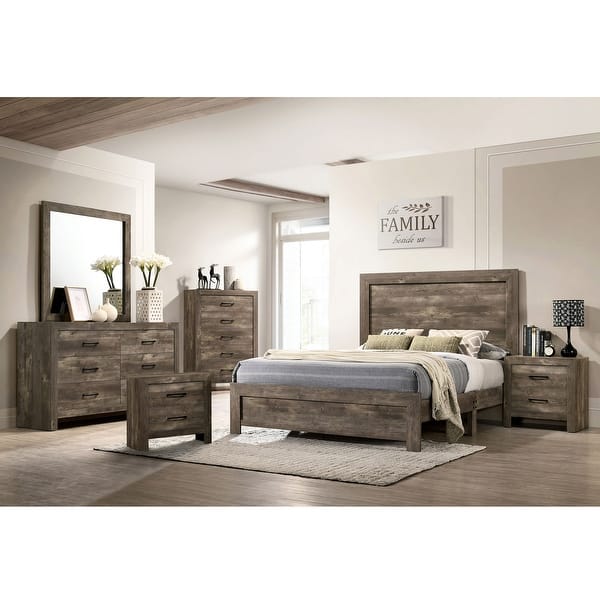 slide 1 of 7, Furniture of America Justinna 6-pc. Rustic Natural Bedroom Set Eastern King