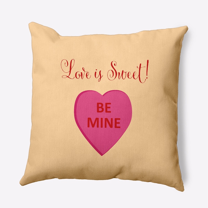 Love Is Sweet Valentines Day Decorative Throw Pillow - 16" x 16" - Soft Lemon