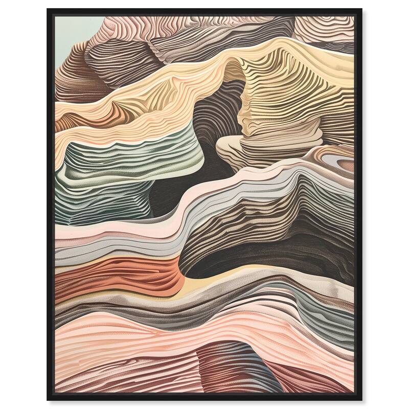 Art Remedy Coyote Tan Framed Boho Abstract 1 Piece Canvas Wall Art - 21 x 25 - Black