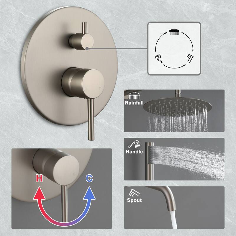 10-Inch Three-function Wall-mounted Round Shower Set