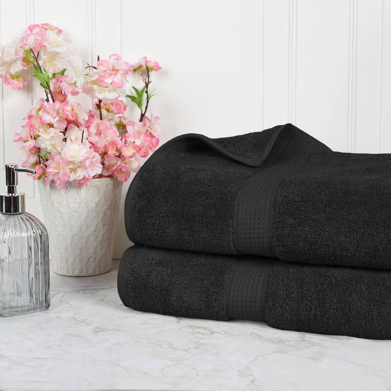 Superior Egyptian Cotton Pile Heavyweight Bath Sheet Set of 2 - Black