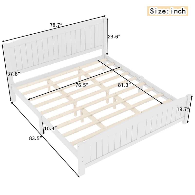 Solid Wood Platform Bed Frame with Support Slats, Strong Structure, No Box Spring Needed Modern Bedroom Furniture