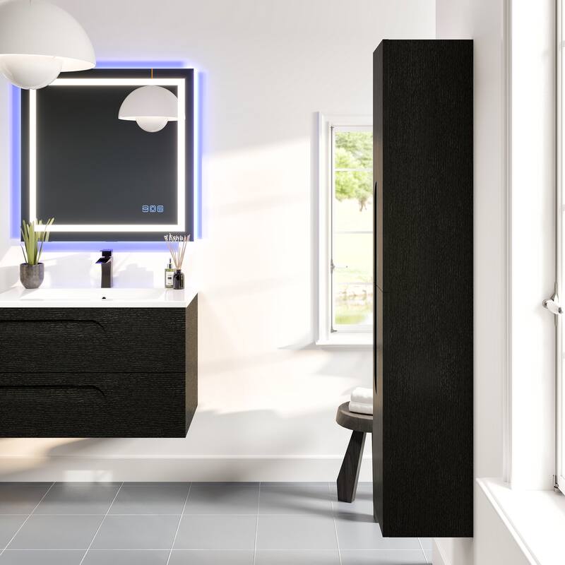 Eviva Joy 12"W x 10"D x 59"H Wall-Mounted Linen Cabinet