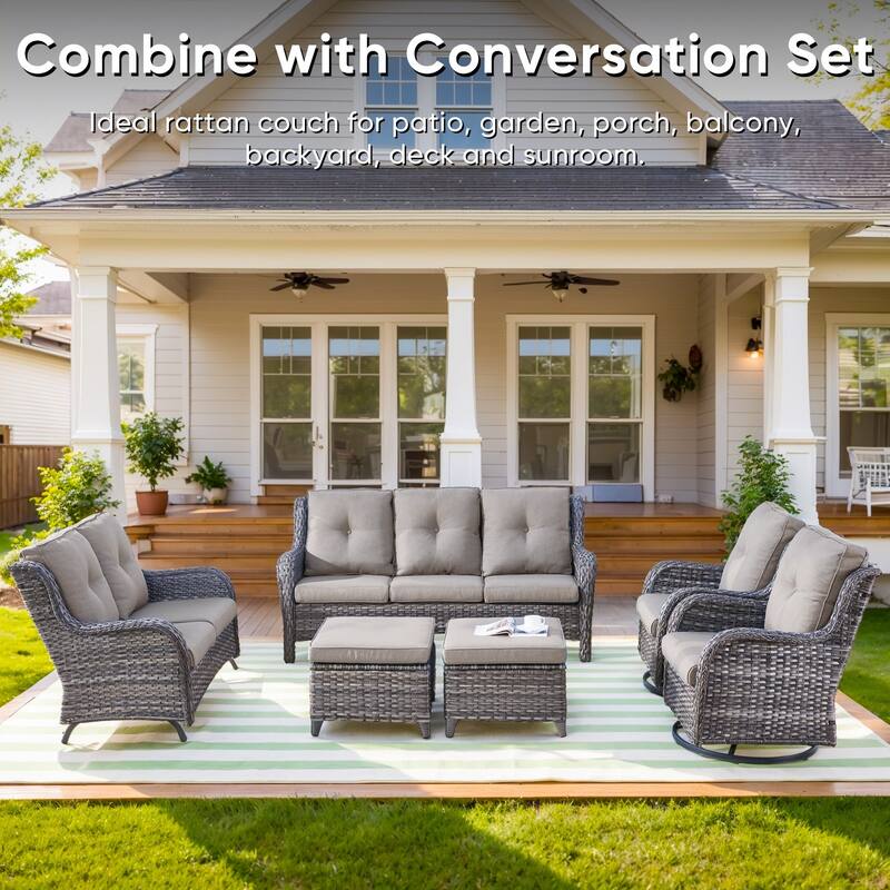 Patio Loveseat with Table Wicker Outdoor Furniture