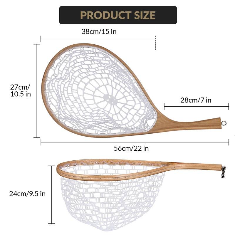 Fly Fishing Net for Trout, Fly Fishing Landing Net, Wooden Handle Catch and Release Fish Net