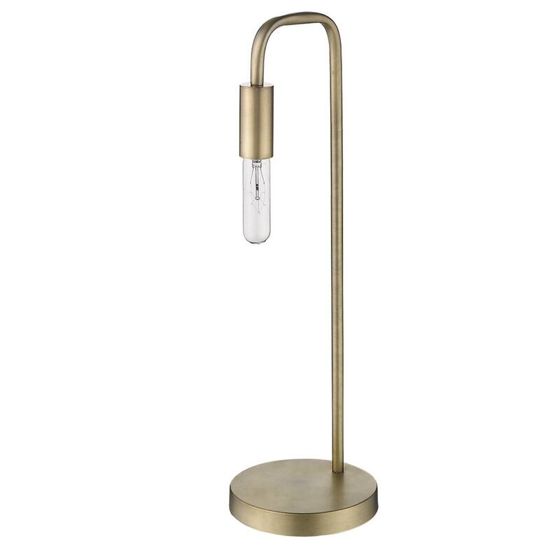 26 Inch Brass Metal Table Lamp with Harp Shade Fitter and 3-Way Switch - 8” x 8” x 26.25”