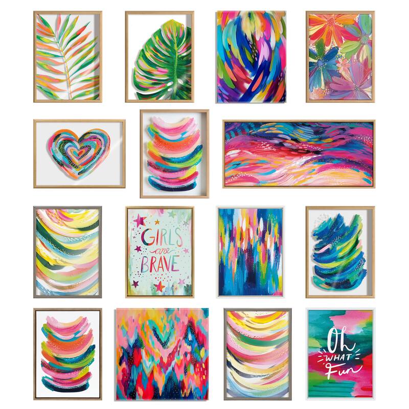 Kate and Laurel Sylvie EV Brushstroke Framed Canvas by Jessi Raulet