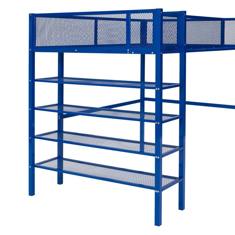 Metal Loft Bed with 4Tier Shelves and Storage Bed Bath & Beyond 37963347
