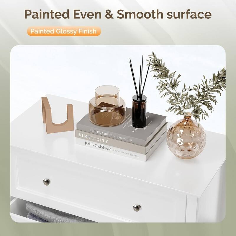 5 Drawer White Painted Dresser Density Board 29.9x15.7x44.4 inches