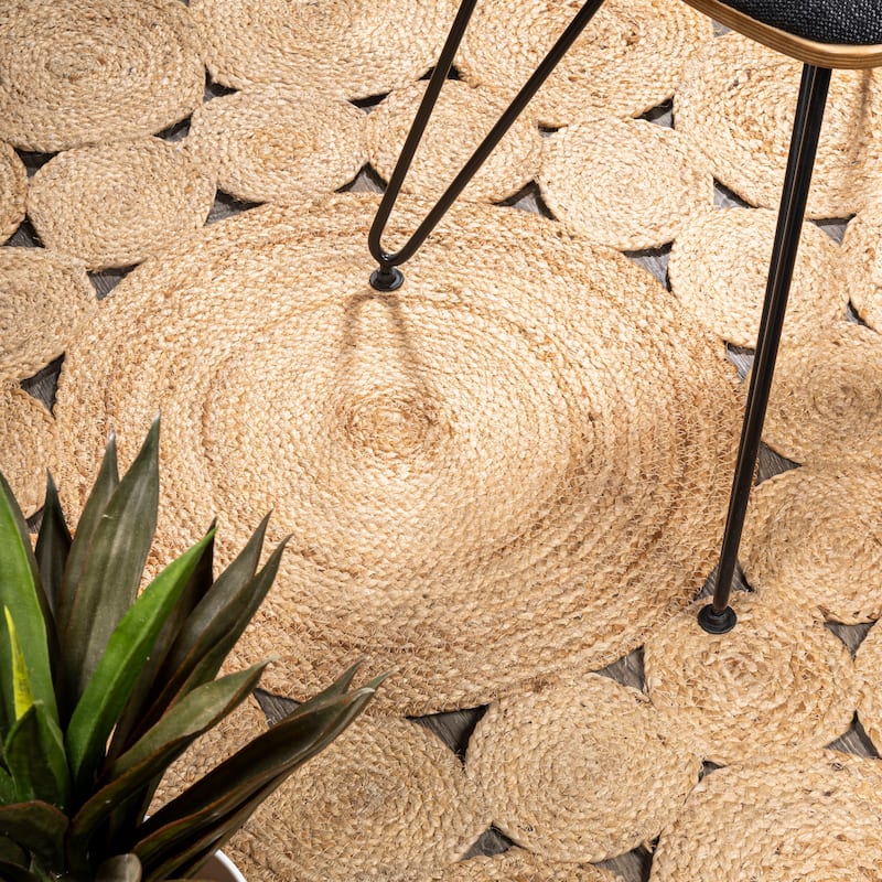 JONATHAN Y Dahlia Round Natural Jute Boho Circle Area Rug