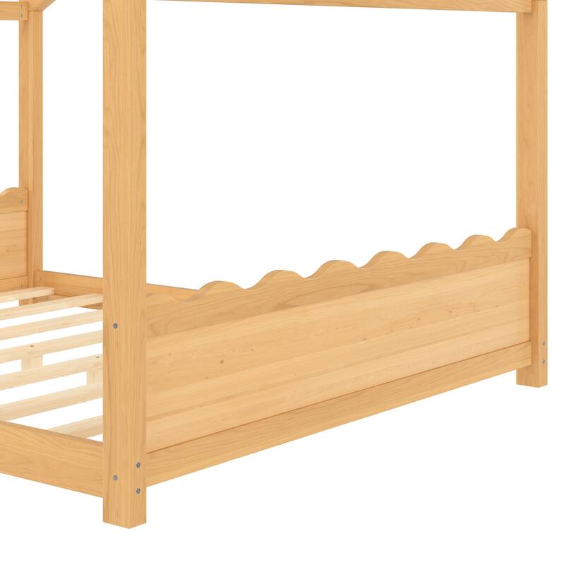 Wood House Bed Floor Bed with Support Slats Montessori Bed