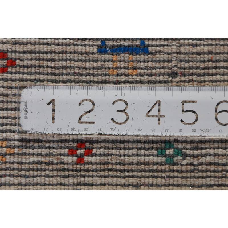 Hand Knotted Oriental 100% Wool Carpet Tribal Stripe Beige & Ivories Gabbeh Area Rug - 12' 7'' X 9' 2''