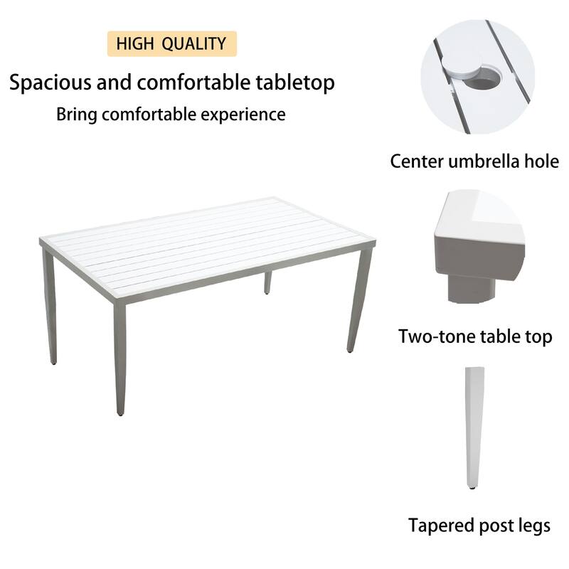 Outdoor Patio Aluminum Table with Umbrella Hole