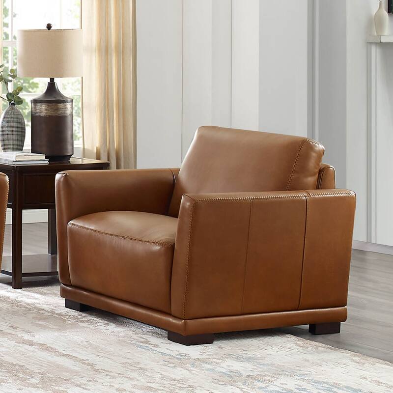 Hydeline Mary Top Grain Leather Chair with Memory Foam and Springs