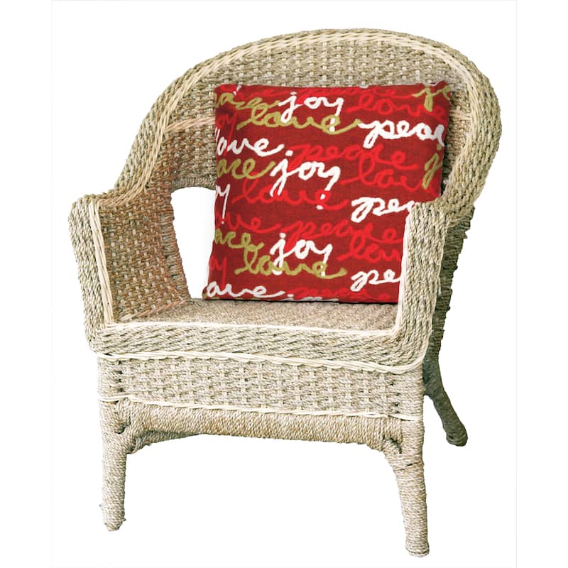 Liora Manne Visions III Peace Love Joy Indoor/Outdoor Pillow Red 20" Square
